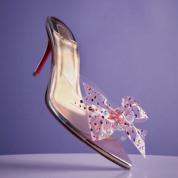 Christian Louboutin Pink Aqua Strass 80mm Crystal-embellished Pvc Mules